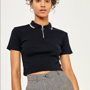 Urban Outfitters Black Collard Crop Top